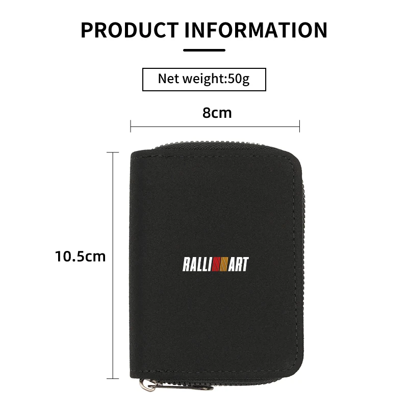 Leather Card Wallet Credit Card Coins Purses Zipper Pocket Storage Bag For Mitsubishi Ralliart Lancer EX Outlander ASX Evo X RVR