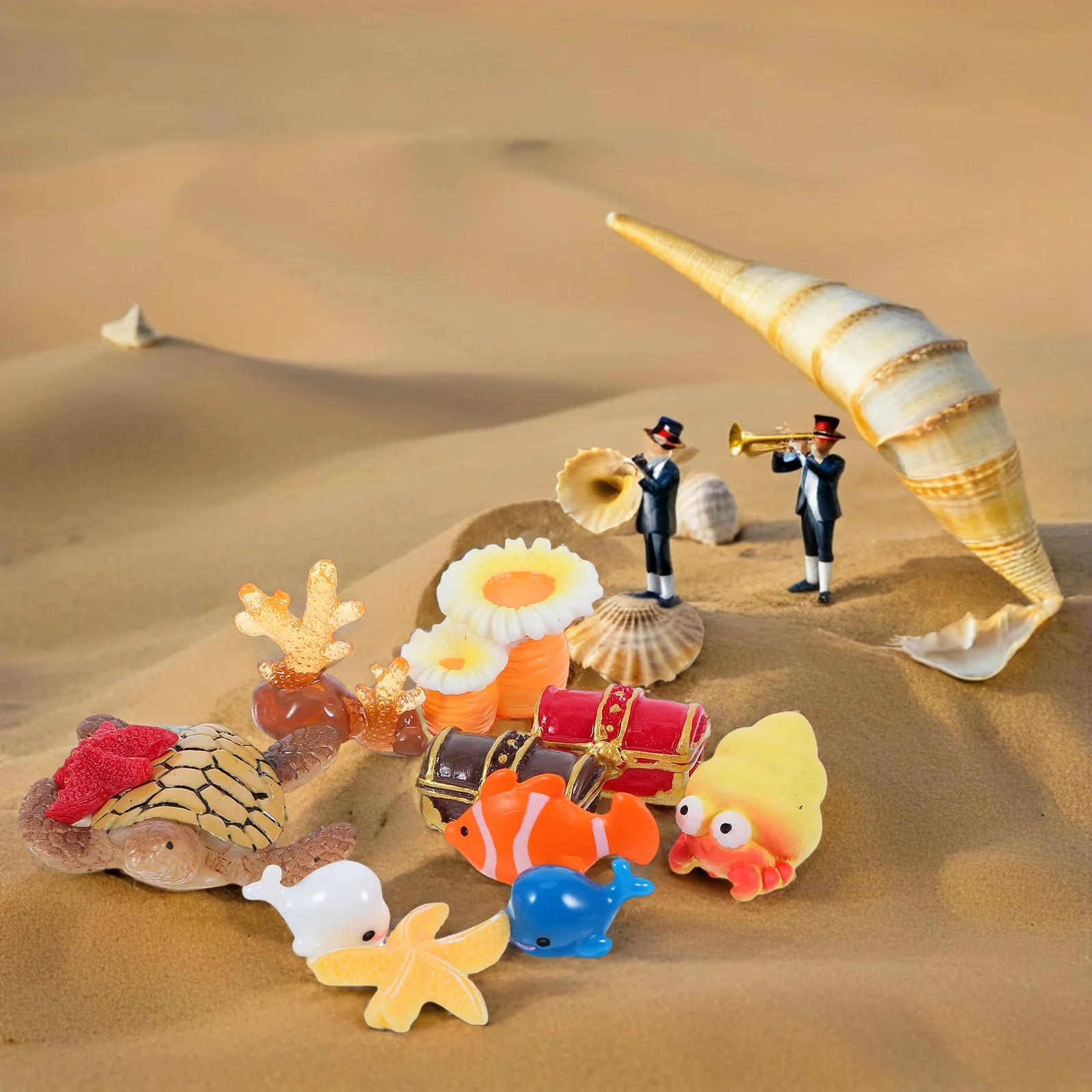 

11 Pcs Miniature Beach Decoration Decors Dollhouse Accessories Ornament Theme Decorations Cake Toy Room