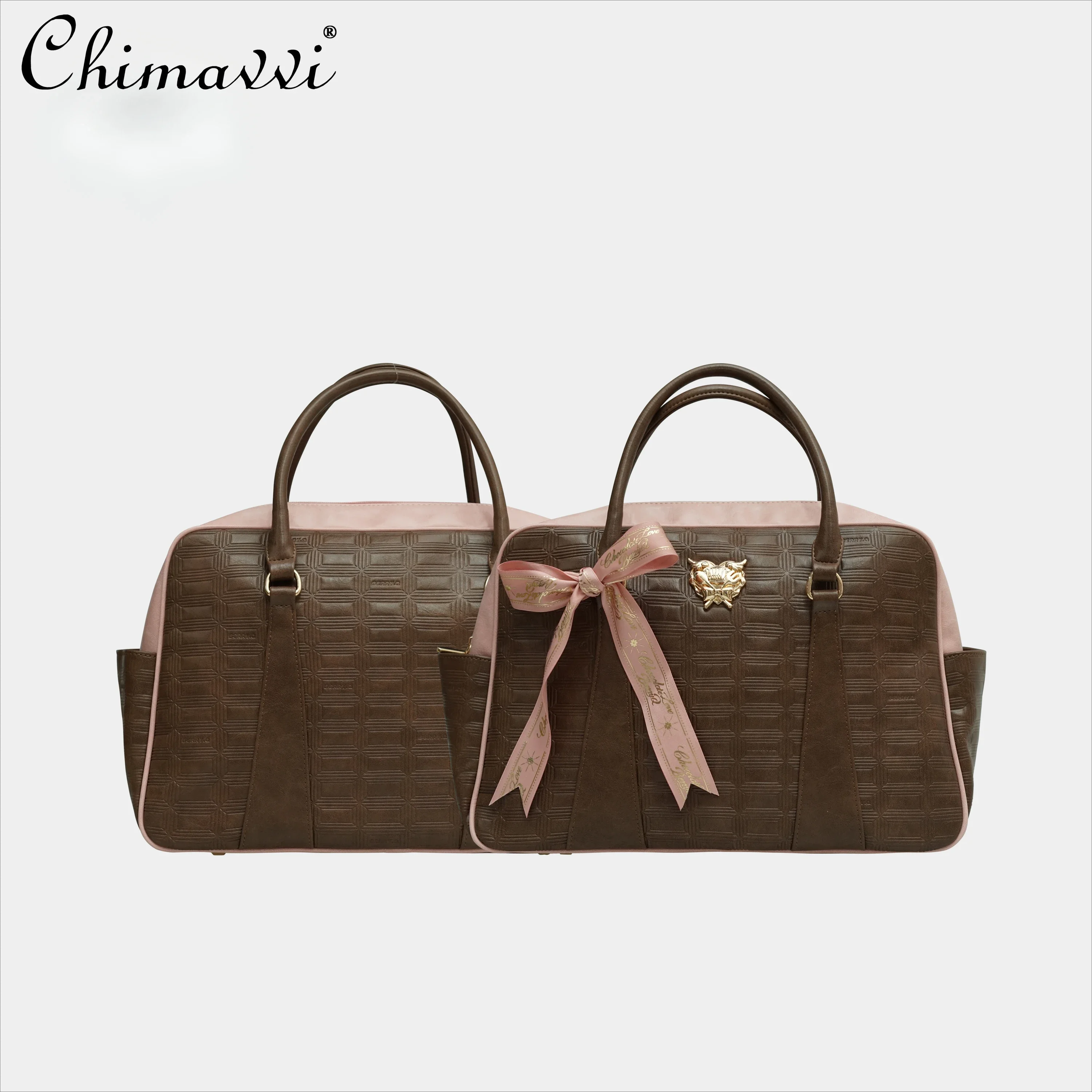 Sweet Girls Chocolate Tote Bags Autumn Winter Pink Mint Bow Portable Messenger Travel Bag Large-capacity Women Fitness Handbags