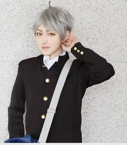 Haikyuu!! Sugawara Koushi Cosplay Wig u!! Costume Play Wigs short gray Halloween Costumes Hair