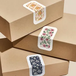 100pcs Flower Rectangular Stickers Store Sealing Labels  Baking Pastry Packaging Labels Holiday Gift Decoration Stickers