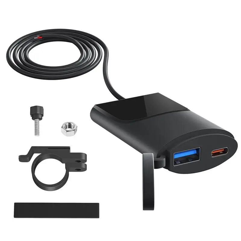 HOT-Motorcycle USB 30W QC3.0 Type C IP67 Waterproof Handlebar Mounting Bracket Moto Phone ,Motorcycle USB