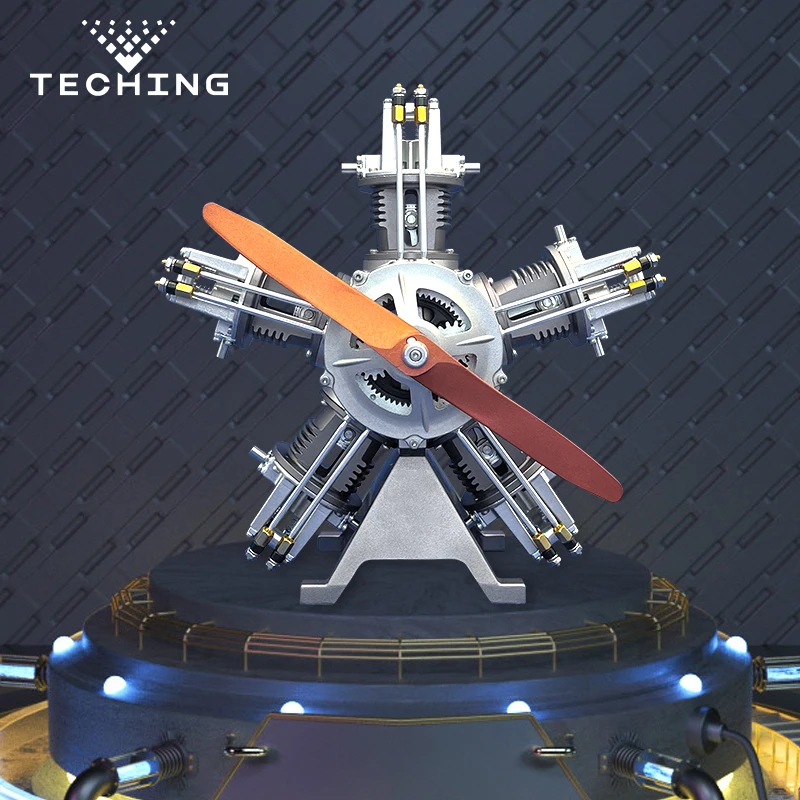VENDITA USA TECHING Motore elettrico radiale a cinque cilindri Kit di costruzione di modelli fai-da-te ad alta simulazione per adulti e hobbisti