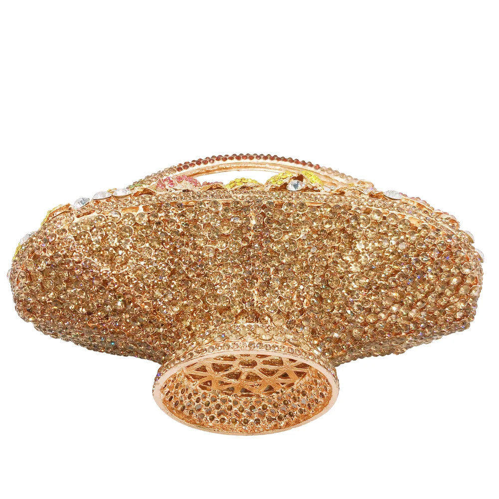 Cheap Factory Price Women Evening Bags Diamond Rhinestone Luxury Flower Basket Clutch Purse - Image 6