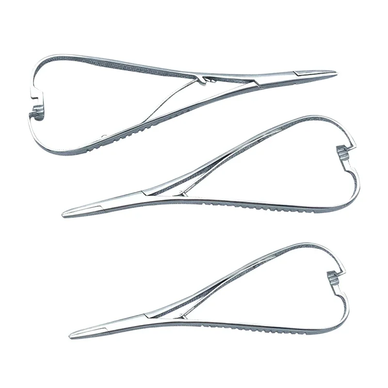 1pcs Medical Needle Holder Straight Full Grip Needle Clamp Stainless Steel Grip Needle Clamp