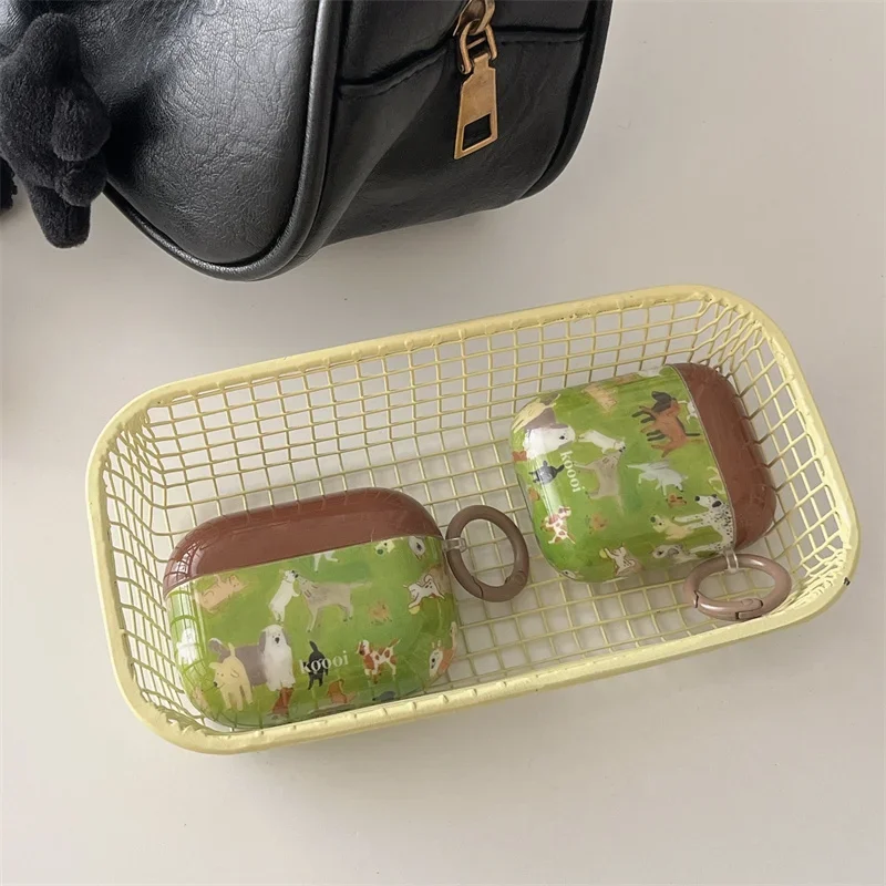 Cute Green Lawn Puppy auricolare custodia per Apple Airpods Pro 2 3 1 Cover cuffie custodie di ricarica per Airpod cuffie in Silicone Funda