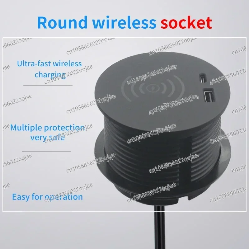 80mm NEW type 20W Desktop Grommet Desk sofa Hole Hidden Round  Wireless fast Charging Desk Power Grommets Hub With USB A+C port