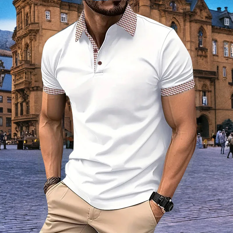 Polo a maniche corte casual da uomo nuova estate T-shirt con risvolto moda ufficio Polo traspirante da uomo Abbigliamento da uomo