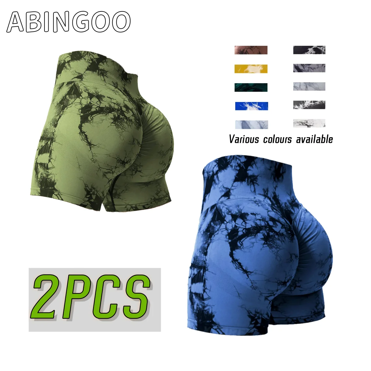 

2PCS Tie Dye Butt Lifting Sexy Gym Shorts Woman Casual Seamless Yoga Sweatpants Skinny Stretch High Waist Sport Shorts Outdoors