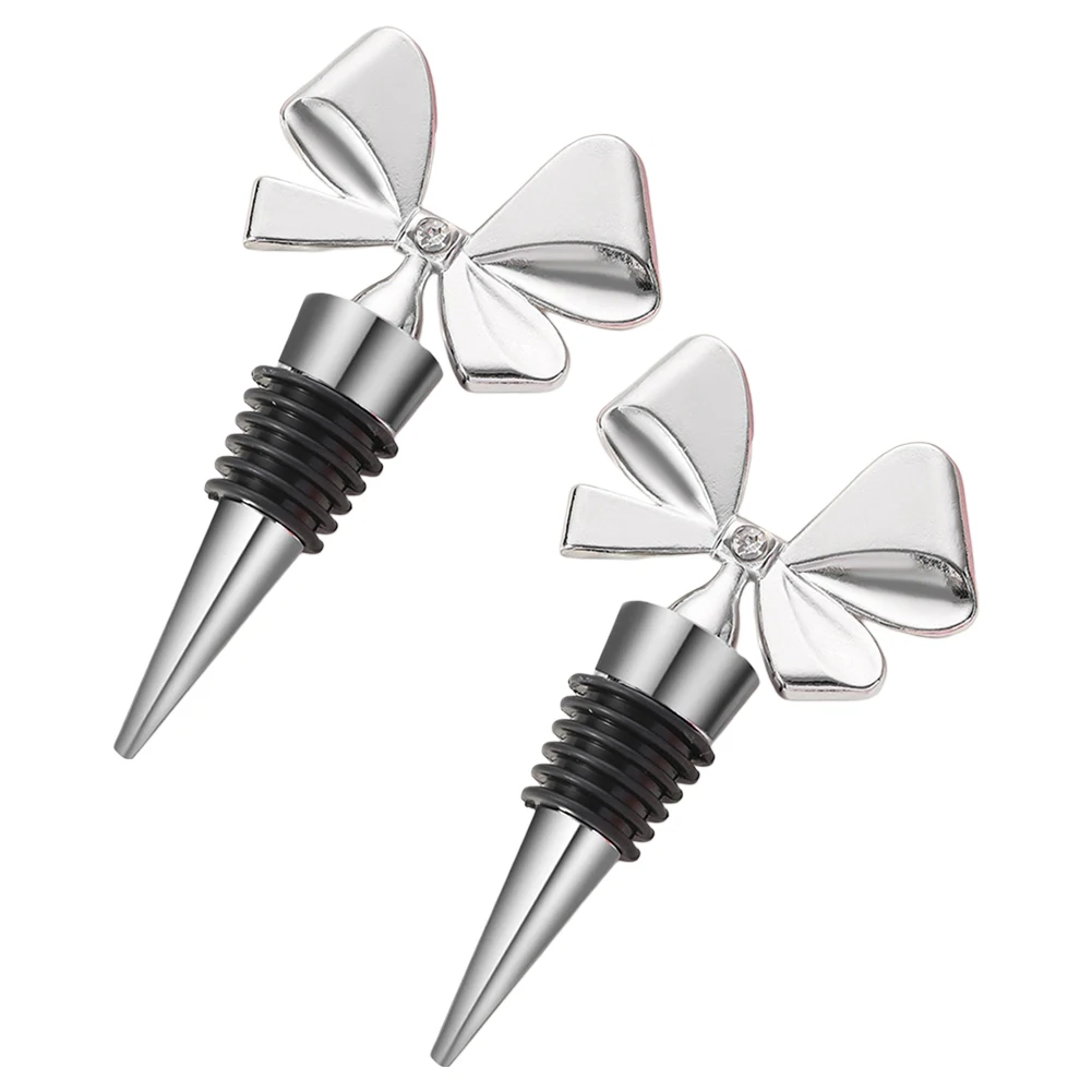 For Wine Bottles For Holiday Celebrations Bow Wine Stoppers Gold Luxurious Silver Finish Reliable Seal For Bottles