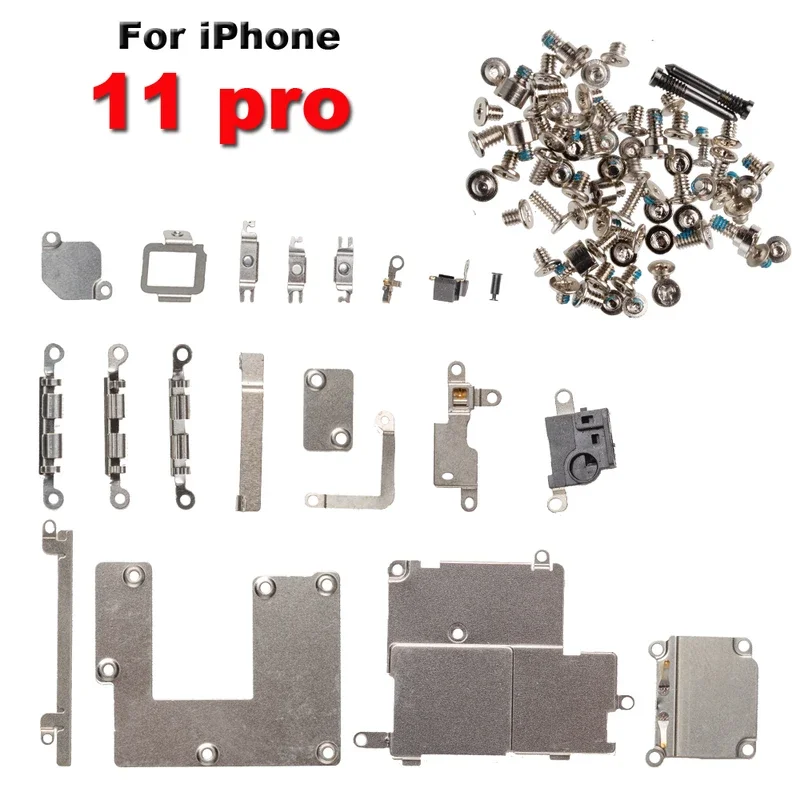 Suporte interno do suporte do metal para o iPhone, parafusos completos, suporte interno, peças pequenas internas do ferro, iPhone 5S, 5C, SE, 6, 6s, 7, 8 mais, 11, 14 Pro Max, 1 Conjunto, Novo