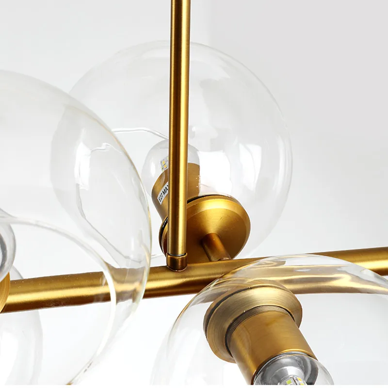 ブラックとゴールドのガラスボールライト,ポストモダンのシャンデリア,クリエイティブなデザイン,リビングルーム,キッチンアイランド,ロフト用