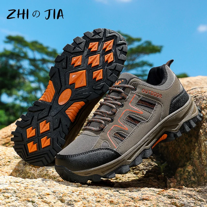 

40-50 New Men Spring and Autumn Mesh Breathable Sneaker Large Outdoor Mountaineering Shoes Outdoor Travel Hiking Non slip Shoes