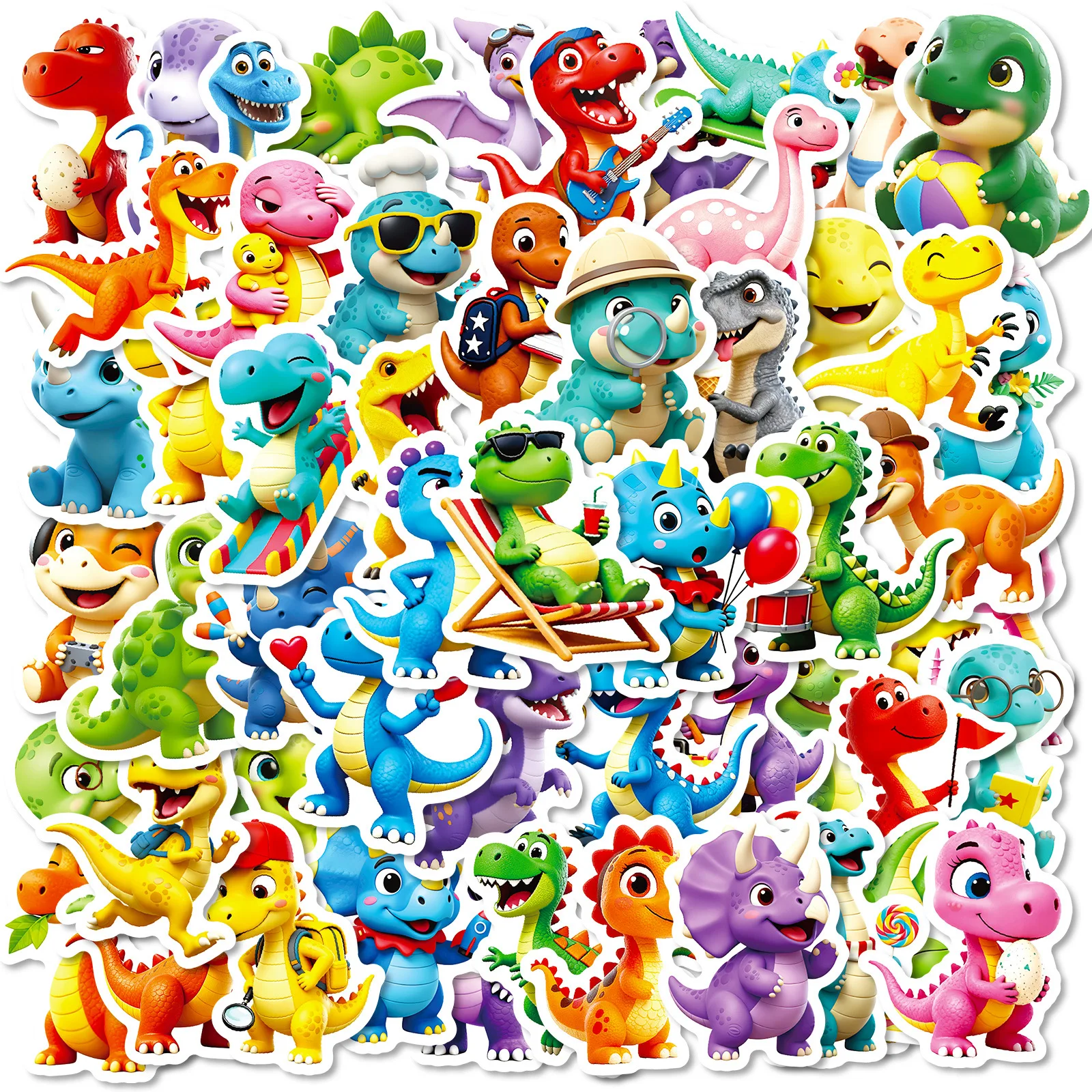 56/112PCS Cartoon 3D Dinosaurier Graffiti Aufkleber Nette Dinosaurier Dekoration Schreibwaren Notebook Belohnung Aufkleber