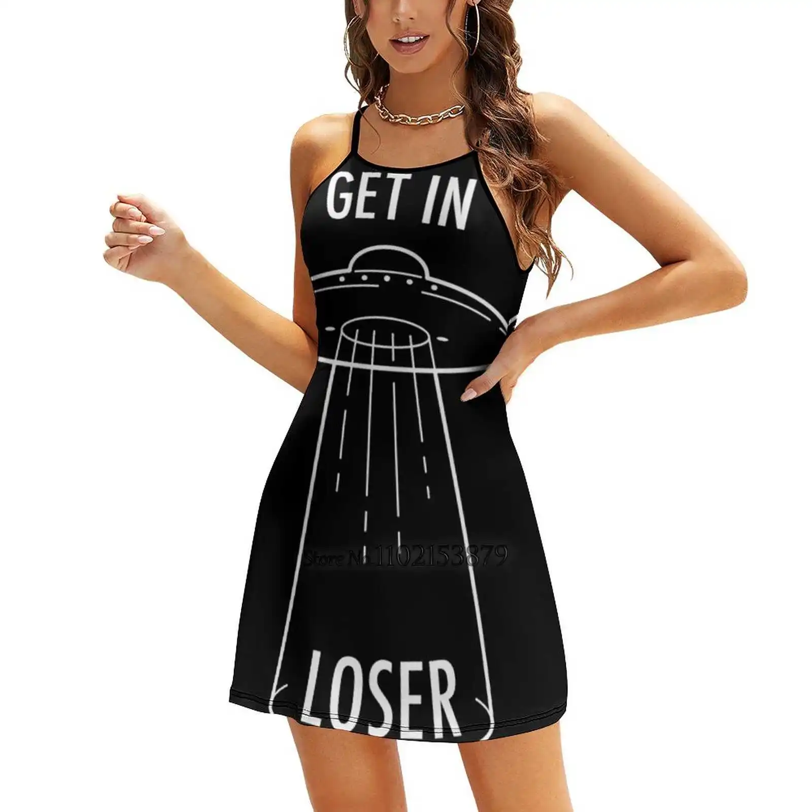 Get In Loser - Ufo Ii Square Neck Dress Summer Dress Women Elegant Halter Print Dress Ufo Ufos X Files Unidentified Flying