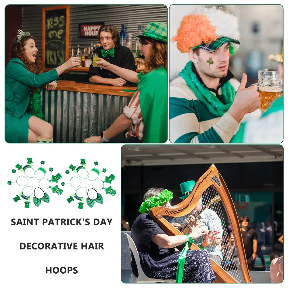 

12 pcs Shamrock Headbands Green St Patrick Day Accessories Lightweight Durable Festival Costume Decorative Hair Styling Tool