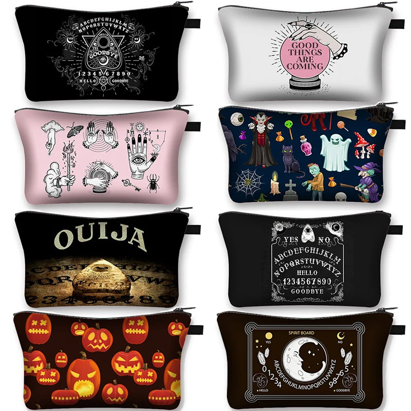 

Black Ouija Board Letter Graphic Cosmetic Case Women Make Up Bags Ladies Storage Bag for Travel Girls Toiletry Bags Organizers