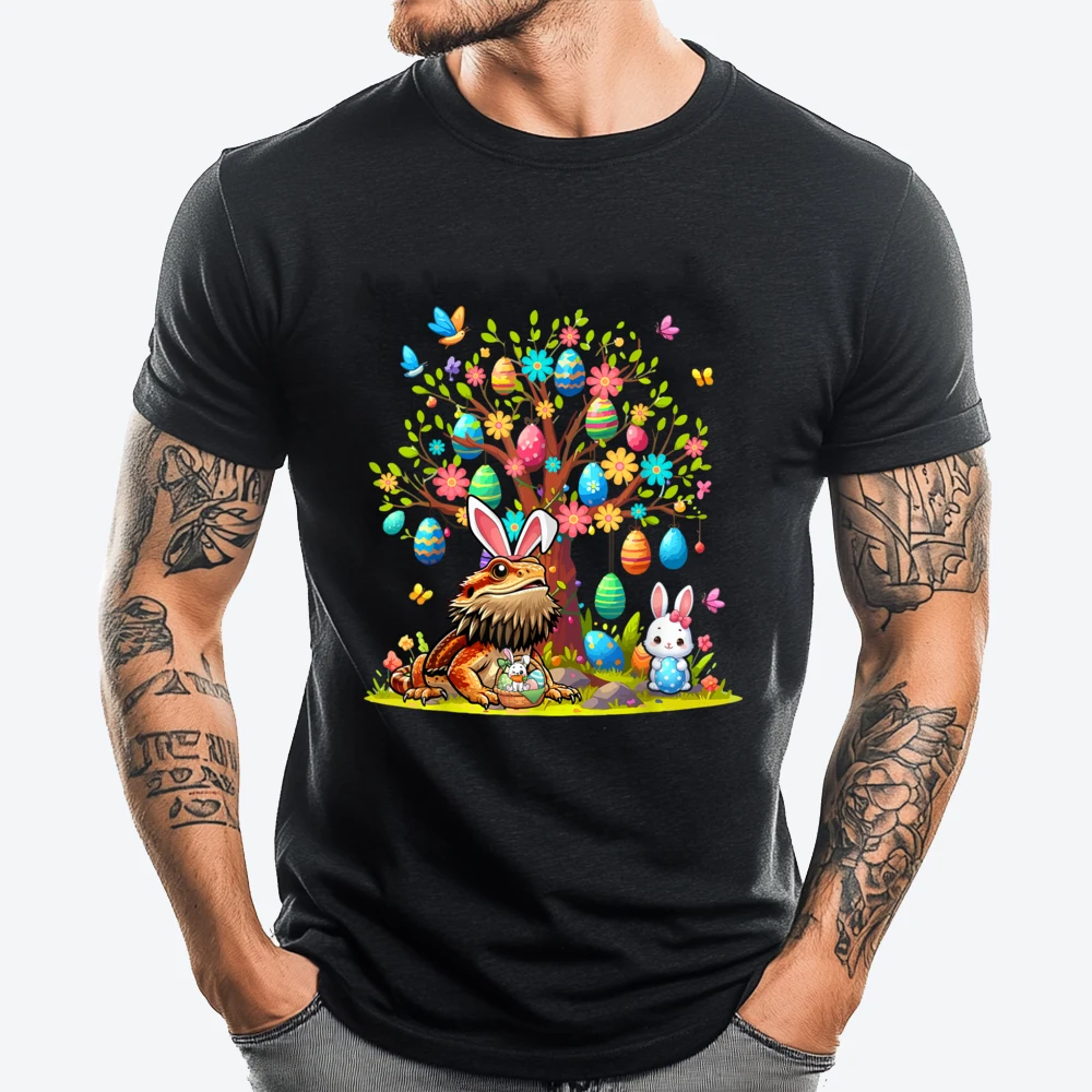 

Bearded Dragon Bunny Easter Eggs Cute Tree Funny Hunting Egg Plus Size Men Clothing Unisex Short Sleeve T-Shirt