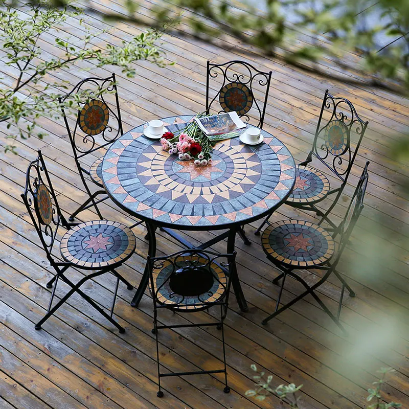 European-Style Iron Courtyard Outdoor Leisure Restaurant Garden Villa Outdoor Dining Table and Chair