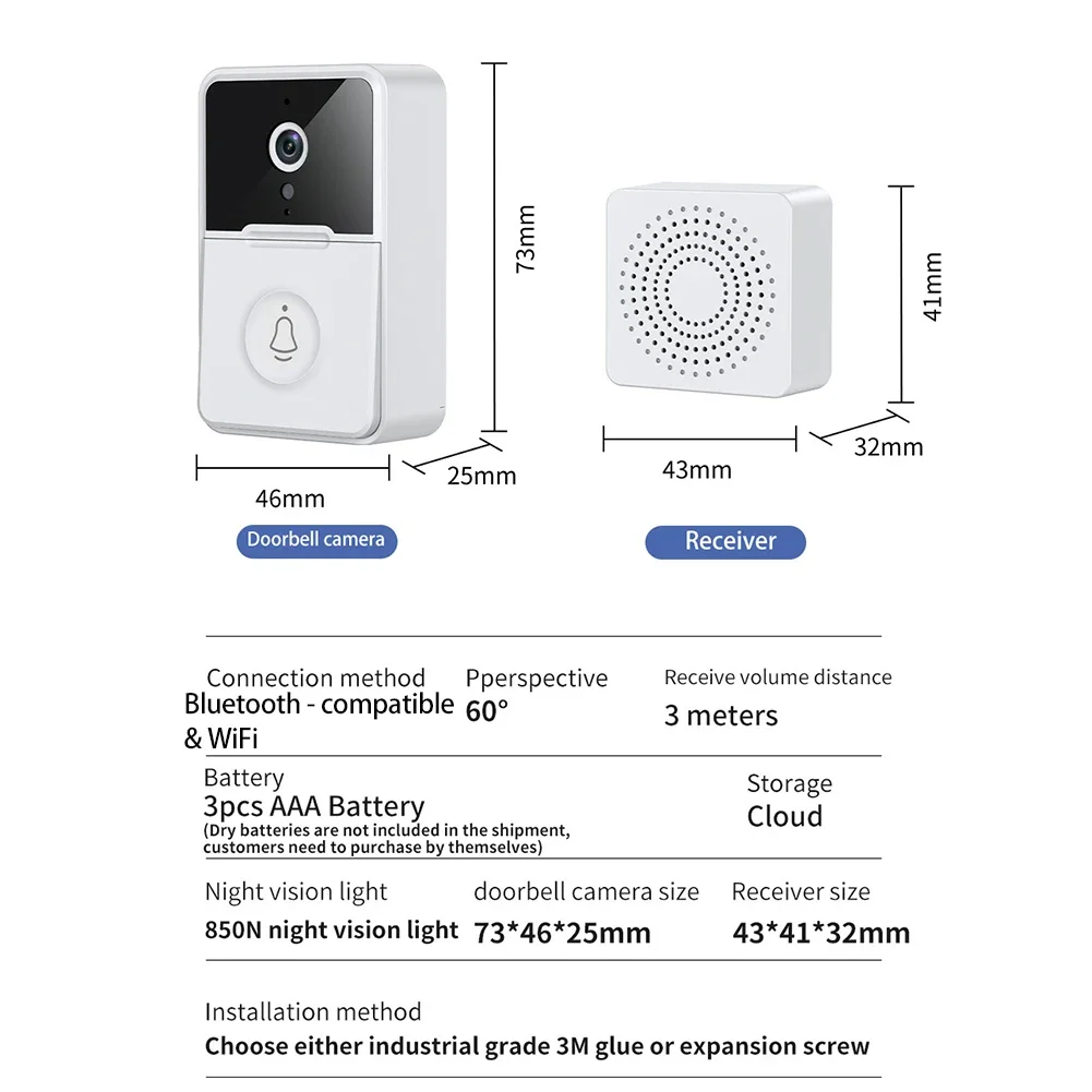 Bel pintu Video WIFI, kamera keamanan rumah nirkabel bel pintu HD dua arah interkom perubahan suara untuk rumah