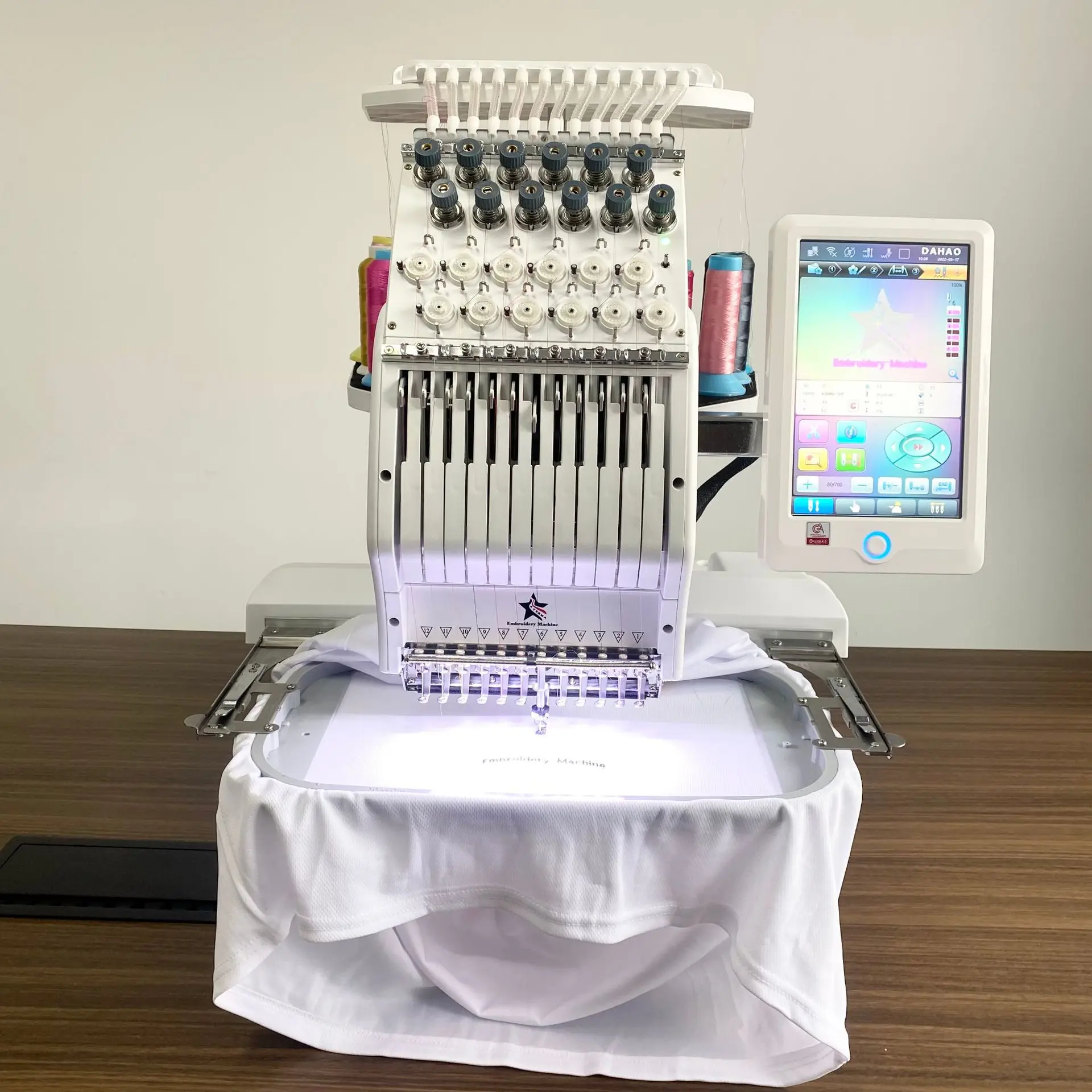 12針刺繍機、シングルヘッドコンピュータ刺繍機、帽子や衣類の刺繍に