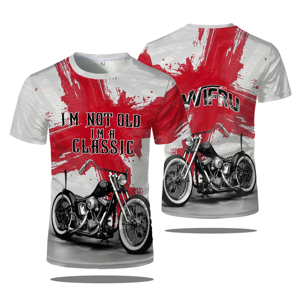 Motorcycle Sports Men 3D Print T-shirt Classic Vintage Biker Racing Street Clothing T Shirt Casual O-Neck Loose Ride Motor Tees