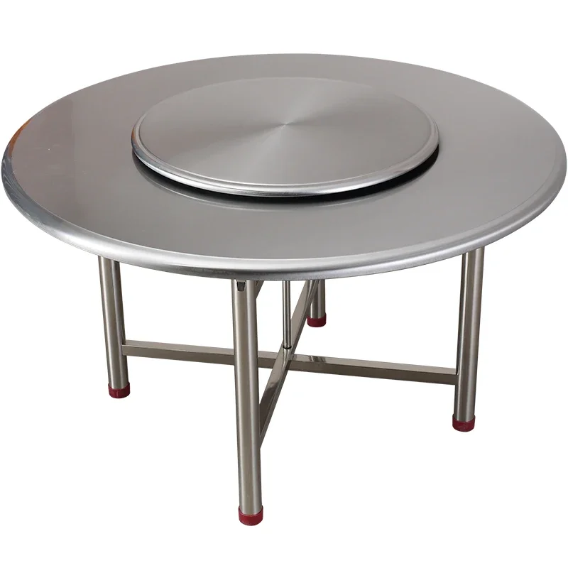 Double-layer stainless steel table folding table round meal tabl round large round tabl roun tabl eating table 10 people