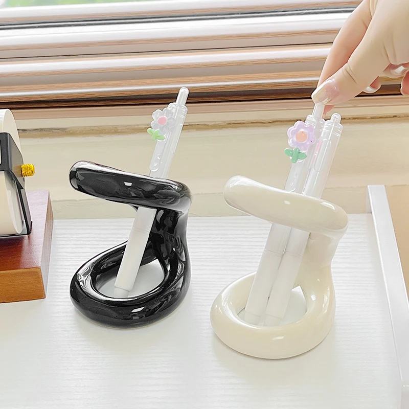 الجدة البساطة عقدة سلسلة حامل قلم سيراميك تخزين حامل سطح المكتب الديكور تخزين خرطوشة التعلم هدية #6