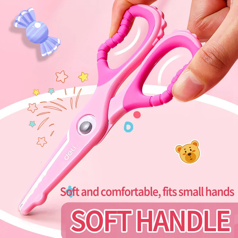 Deli 6071 Cartoon Scissors Tijeras Para Manualidades Crocodile Cute Kawaii Portable Art Handmade Scissors Safety Anti Cutting