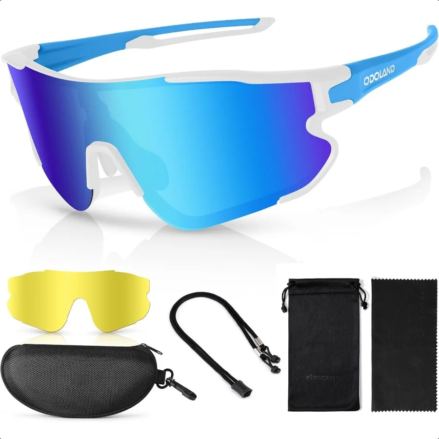 

Odoland Polarized Cycling Glasses Sports SunglassesInterchangeable Lense UV400 Baseball MTB Sports Glasses for Men Women