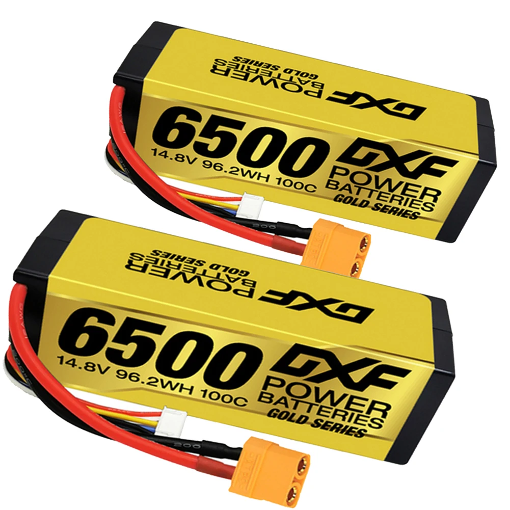 DXF Graphene Lipo 4S 14.8V Battery 6500mAh 100C Gold Version Racing Series HardCase for RC Car Truck Evader BX Truggy 1/8 Buggy