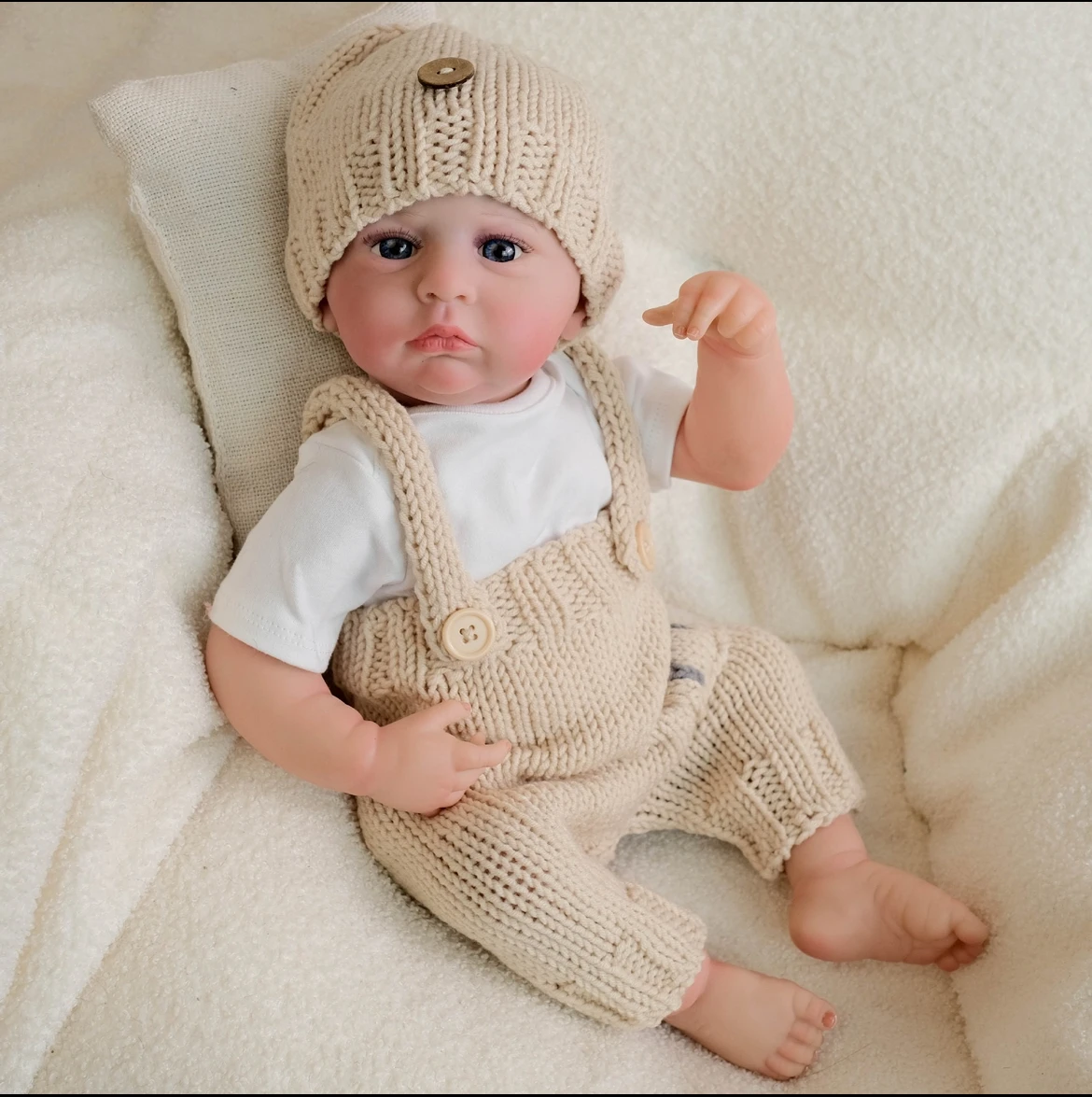 دمية تولد من جديد مقاس 49 سم "كاميرون" باللون الكاكي | دمية أطفال سيليكون كاملة الجسم مرسومة يدويًا، هدايا عيد الميلاد المثالية #1