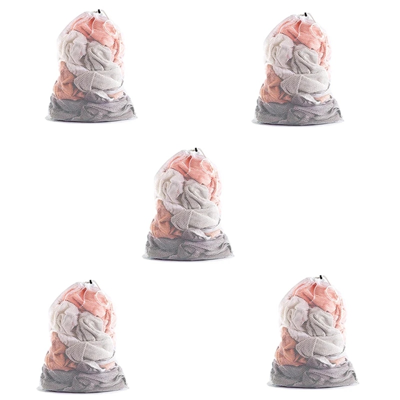 

5Pcs Drawstring Laundry Bag With Shoulder Strap Suitable For University Dormitory&Home 60Cmx90cm