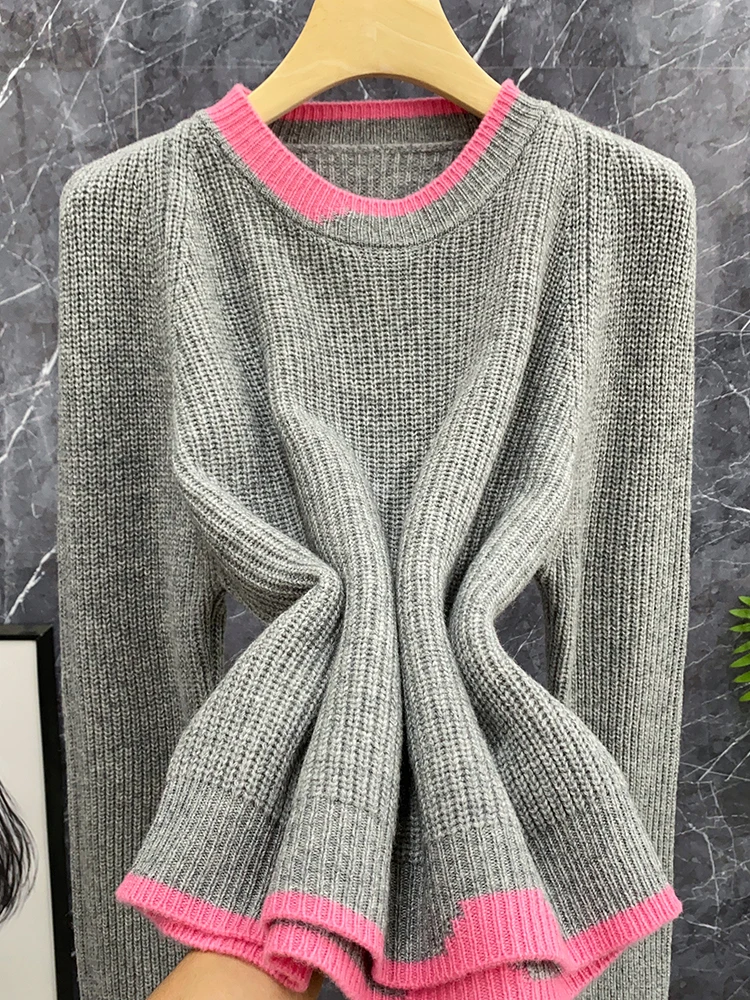 

Unique Design ort Knitted Wool Sweater Women's Base Layer Color Blo Winter Faion Commute Sle Low round Ne Long Sve