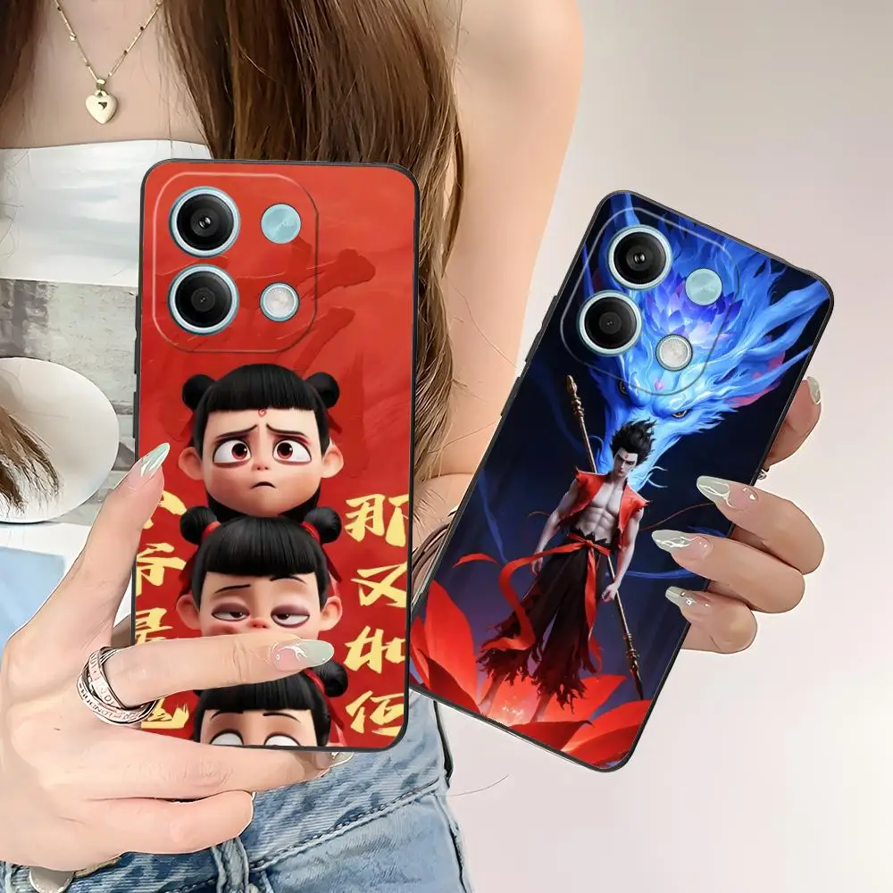

Милый чехол для мобильного телефона Nezha для POCO F6 F5 F4 F3 F2 Pro GT C40, защитный чехол для мобильных телефонов с цветной печатью, красивый