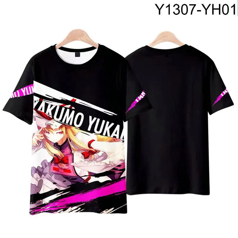 TouHou Project T-shirt print 3D mode musim panas kerah bulat lengan pendek Anime Jepang populer Streetwear ukuran Plus