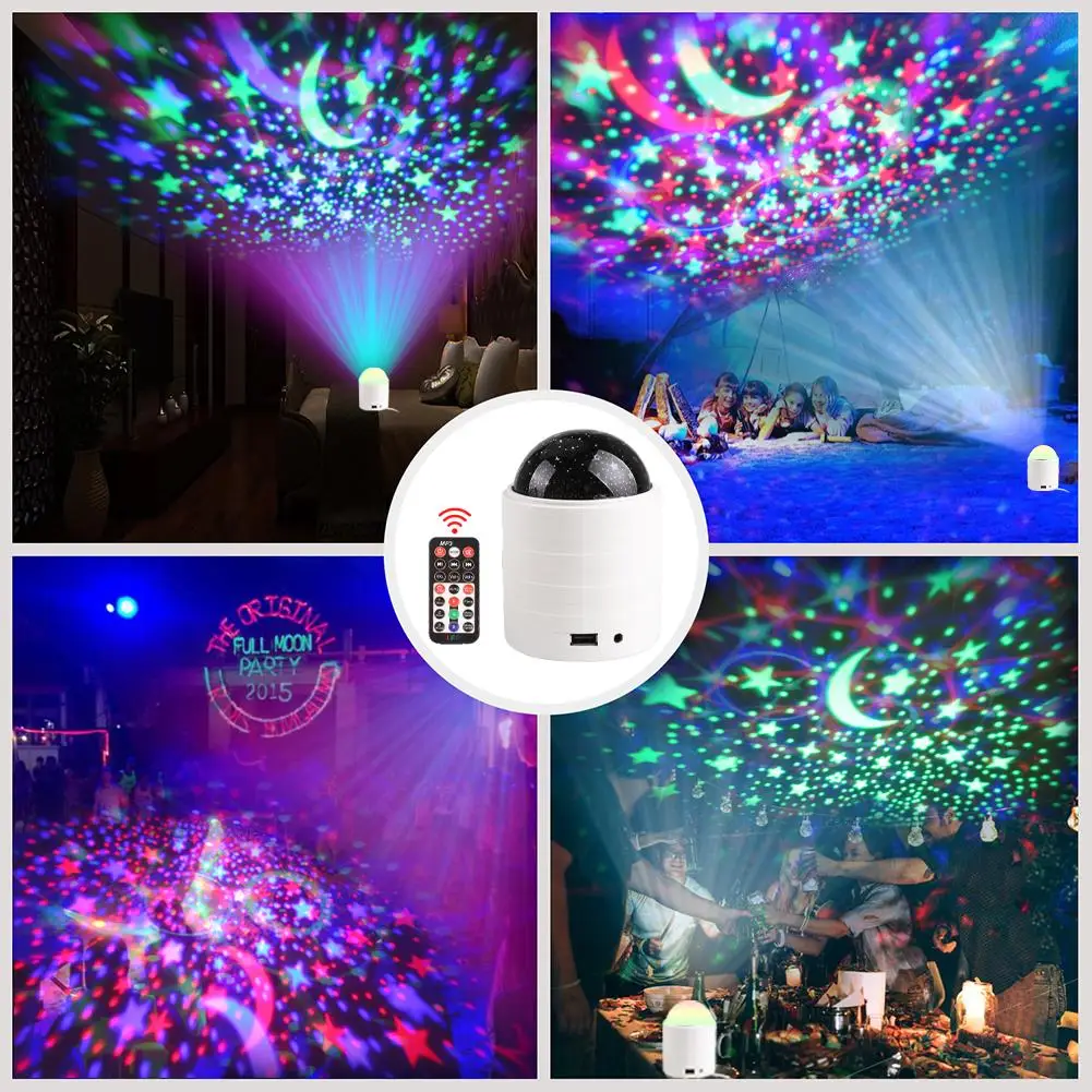 Starry Sky Night Light Projector Moon Stars Lamp with Remote Control Flash for DJ KTV Bar Disco Stage Christmas Decoration Light