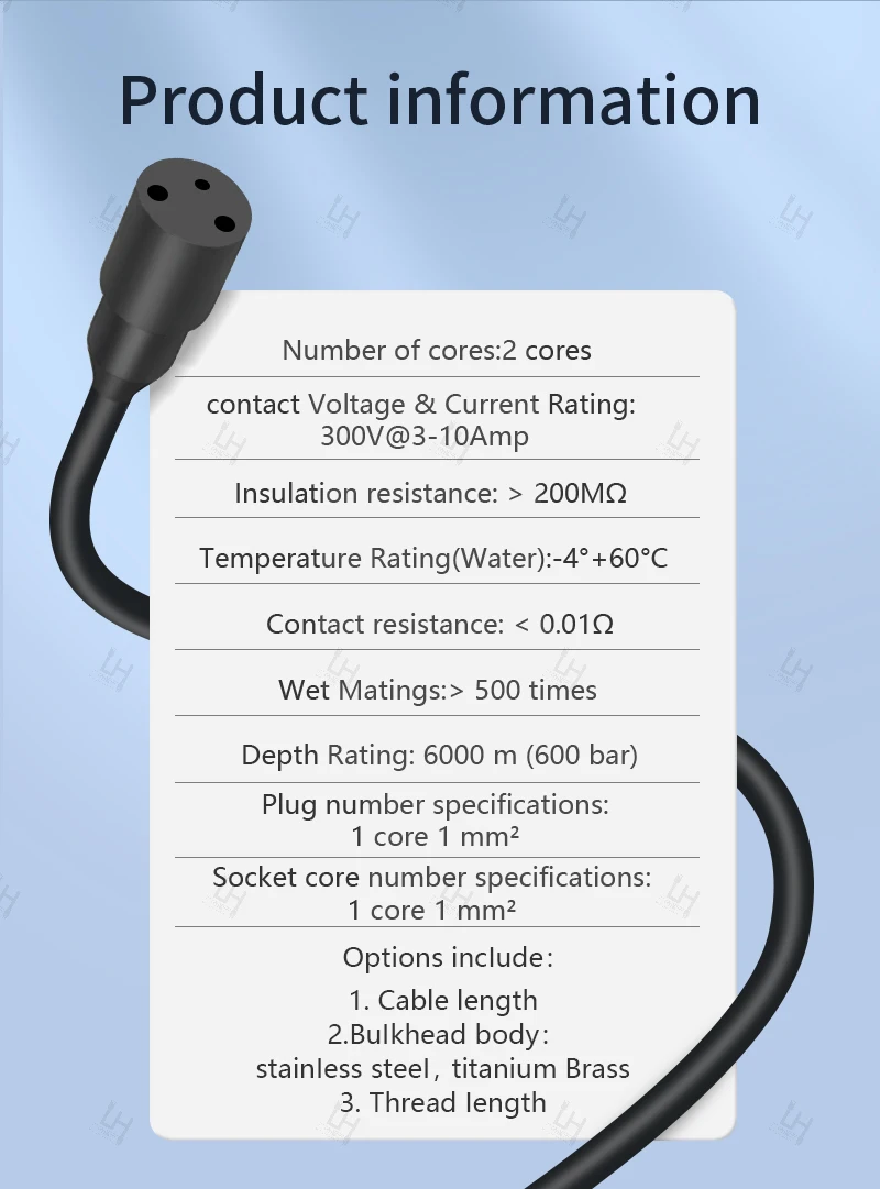 

IL2F Underwater Cable Connector Circular 2 Pin Pluggable Connect Deep Water Waterproof Subsea Connectors