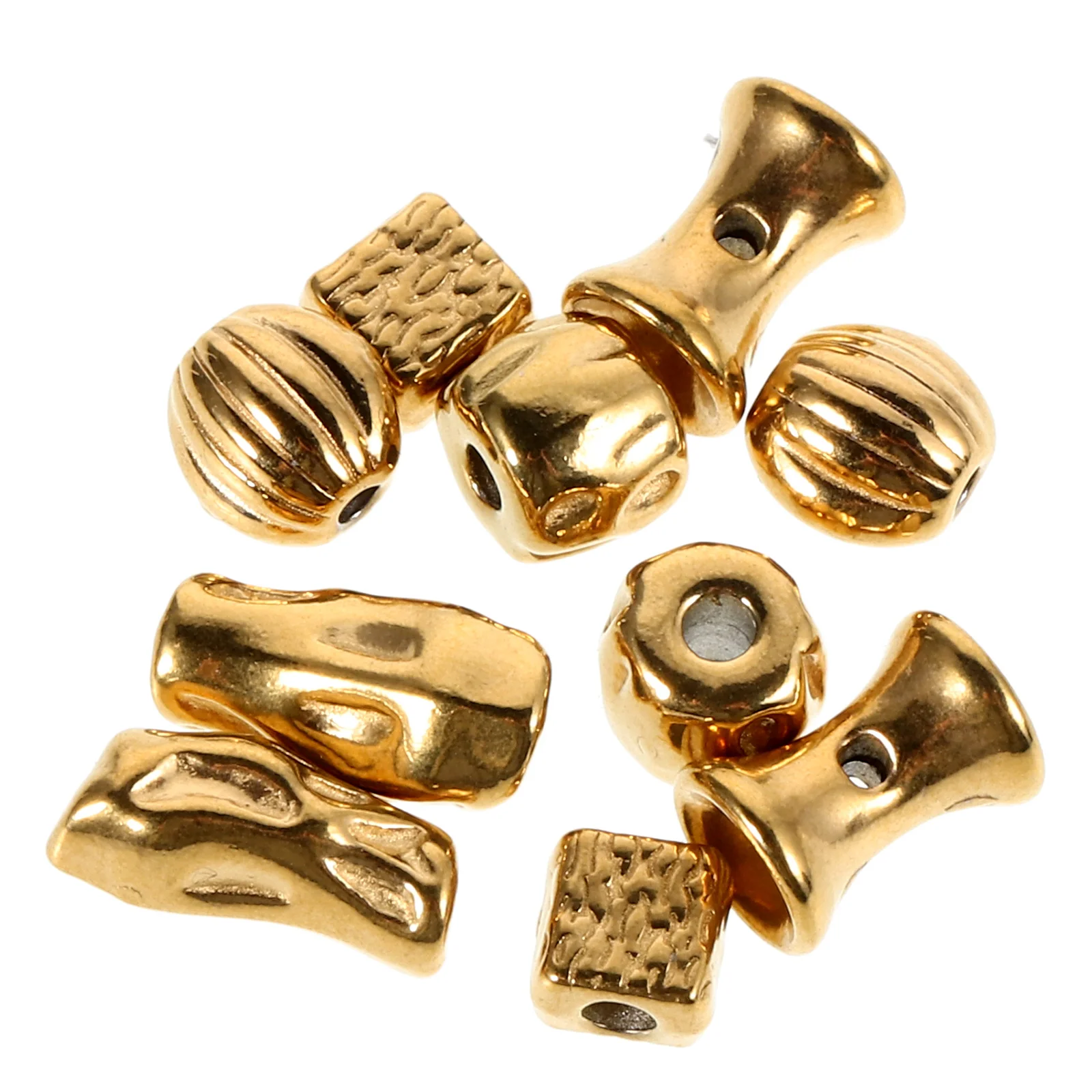

10 pcs Irregular Spacer Beads Stainless Steel Smooth Diy Jewelry Decorative Golden Bracelet Spacers Necklace Making Supplies