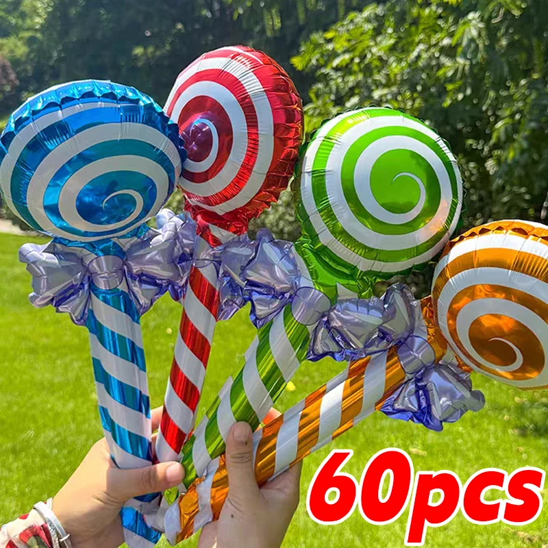 6/60pcs Sweet Color Lollipop Foil Balloons Handheld Candy Theme Wedding Birthday Party Decorations Children's Day Accessories