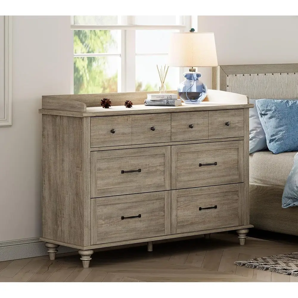 

Bedroom 6-Drawer Chest, Kids' Wide Chest with Storage, Light Wood Organizer for Nursery and Living Spaces