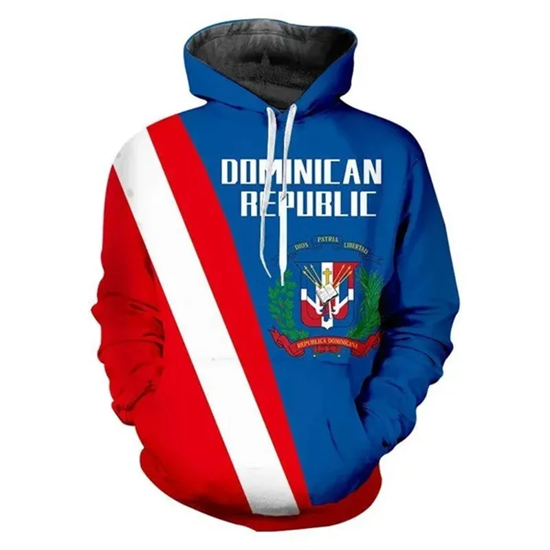 Felpa con cappuccio grafica bandiera della repubblica dominicana Fashion Casual Mens Womens National Emblem felpa stampata in 3D Trend Street pullover