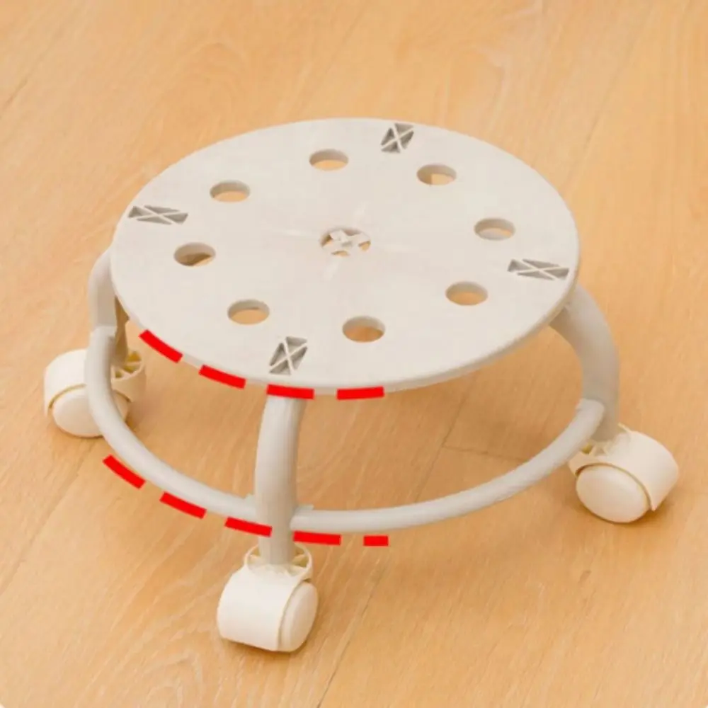 PU Leather Rotating Rolling Stool Waterproof Universal Wheel Round Stool With Wheels 360 Degree