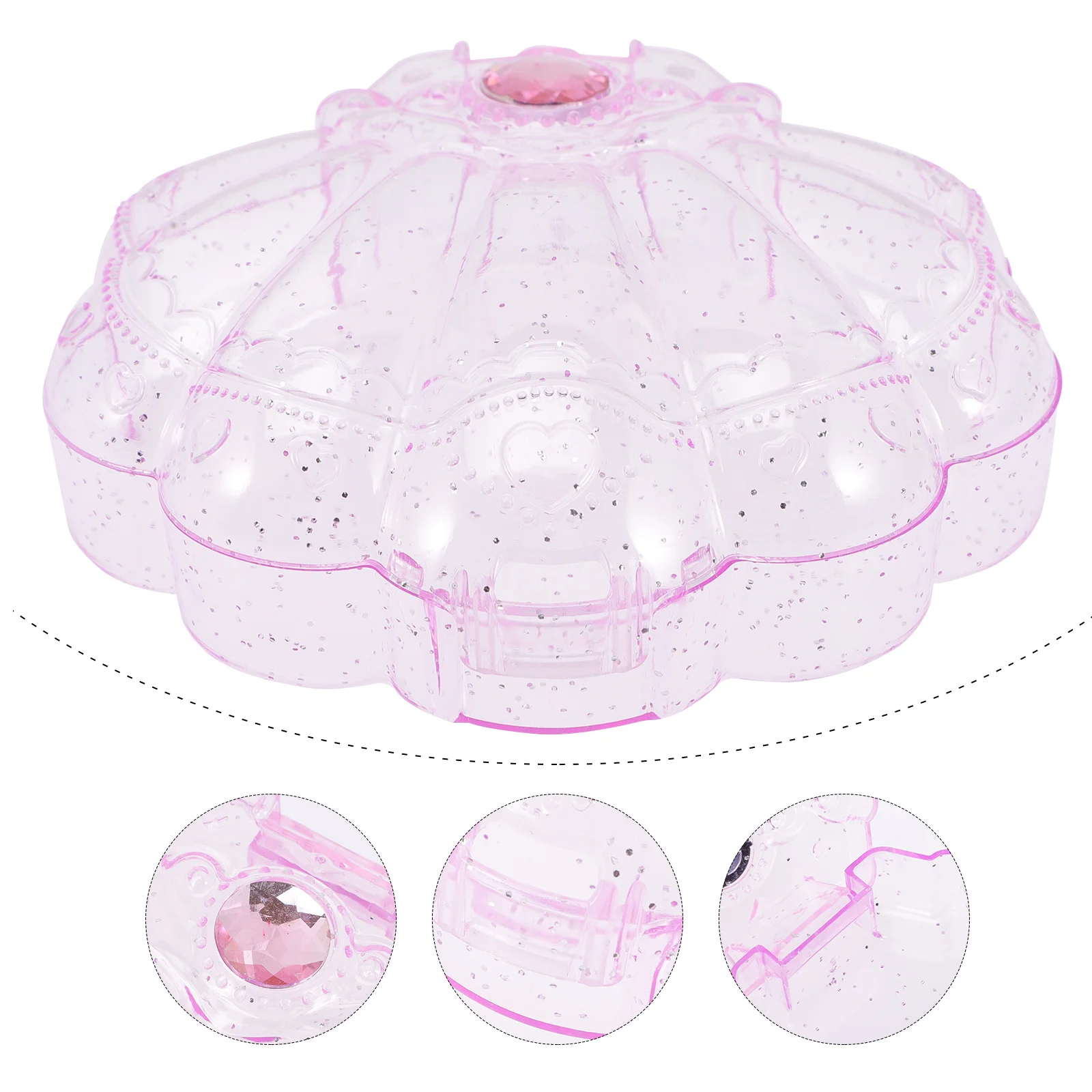 

4Pcs Shell Bag Jewelry Box Clear Plastic Dessert Display Storage Container Treat Boxes for Girls Lightweight Durable