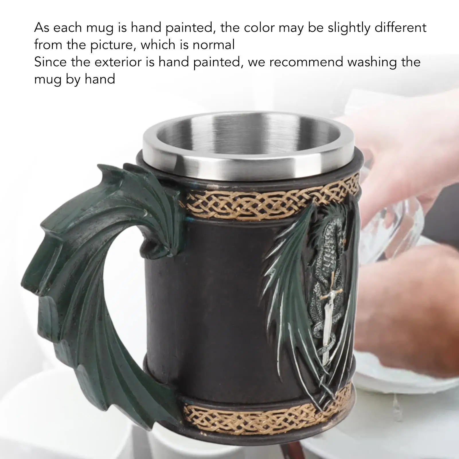 Hand-Painted Stainless Steel for beer Mug - Large Capacity Pirate Design, Multipurpose for drink Cup & Decorative Item