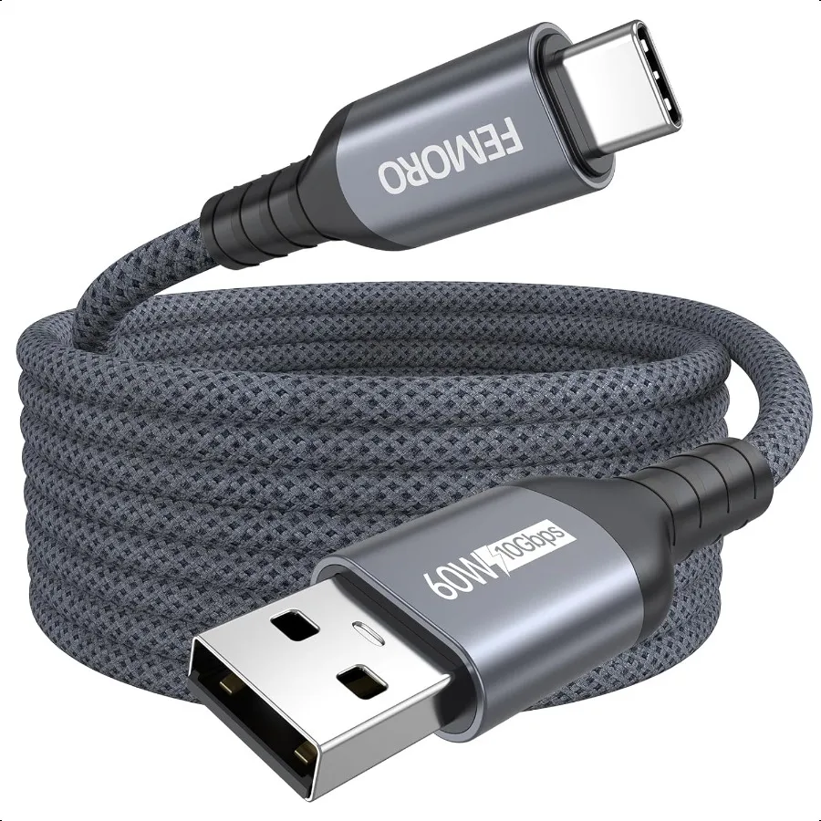 

USB C Cable 15ft Long USB 3.2 Gen2 10Gbps Data Transfer and 5V 3A Fast Charging A to TypeC Alum Shell Braided Cord for Galaxy S