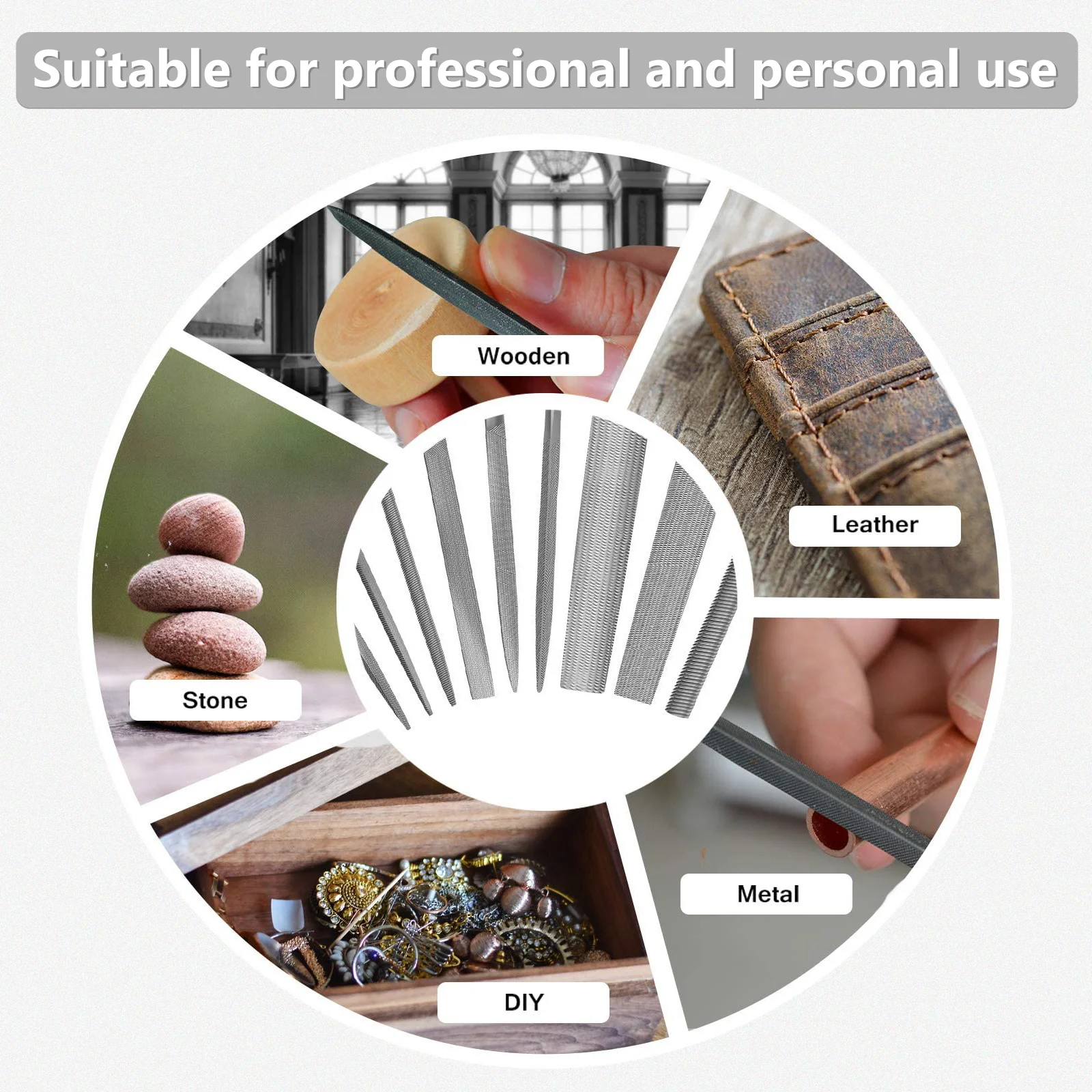 

10Pcs Steel File Set Tempered High Strength Deburring Sharpening Polishing Tool Heavy Duty Durable Ergonomic Handle
