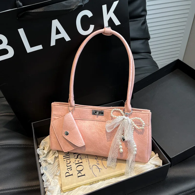 

Minimalist Waxed Leather Tote Bag 2025 - Stylish Shoulder Purse for Women, Trendy Casual Handbag with Unique Grain Texture