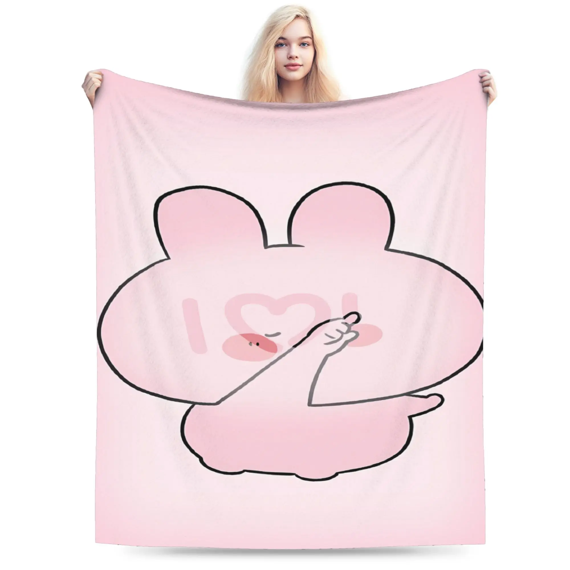 A-Asamimichaan Asleep Cute Asamimi Plush Blanket Girls Boys Flannel Bedding Throws For Living Room Super Soft Bedspread Gift