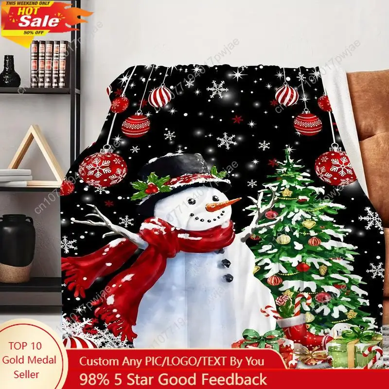 

Christmas Snowman Print Throw Blanket - Soft Warm Flannel for Couch Bed OfficeTravel - Perfect Gift for Al Custom blankets